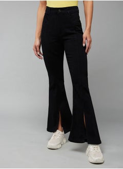 اشتري Solid High Rise Front Slit Bootcut Jeans في السعودية