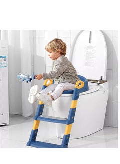 Buy Portable And Convenient Kids Toilet Seat Potty Chair With Adjustable Ladder，Toddler Potty Training Seat With Step Stool Ladder Comfortable Safe Toilet Seat With Splash Guard(Blue) in Saudi Arabia