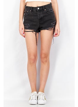 اشتري Women Washed  Denim Basic Shorts, Black في السعودية