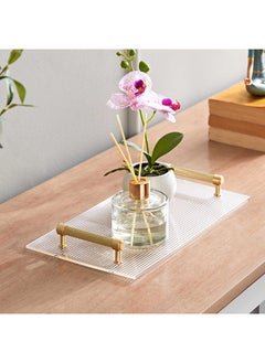 Buy Stewart Acrlyic Decorative Tray with Metal Handles 34 x 4 x 19 cm in Saudi Arabia