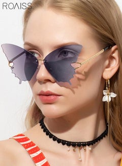 Buy Butterfly Rimless Sunglasses for Women Vintage Metal Frame Eyewear UV Protection Outdoor Party Street Photography in Saudi Arabia