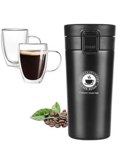 Buy Original 350ml Thermal Mug and Flask, Vacuum-Insulated Stainless Steel 304 Thermal Bottle for Tea and Coffee, Retains Heat, Suitable for Travel, Hot and Cold Beverages, and Perfect for Kids and Infants. Features a Leak-Proof Design, Making It a Great Gift for Outdoor, Office, Home, and Sports Use. Available in an Elegant Black Satin Finish – Coffee, Nescafe, Cappuccino, and Tea Mug – Fits Car Cup Holders – Coffee Mug – Double-Wall Stainless Steel Insulation with a Mesh Filter and Foldable Lid to Keep Beverages Hot or Cold – Vacuum-Insulated Stainless Steel Thermal Cup with Double-Wall Design, Flip Lid, and Mesh Filter for Hot and Cold Drinks for Up to 6 Hours. in Egypt