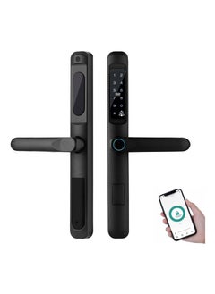 اشتري Smart Door Lock, 6-in-1 Door Handle with Remote WiFi Weatherproof, Fingerprint Keyless Security Entry Door Lock, Electronic Deadbolt, Smartphone Access, Smart Door Handle for Home Apartment في الامارات