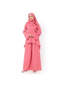 Buy MODEST TWO PIECE DRESS WITH SCARF AND BELT SOLID COLOUR ARABIC KAFTAN JALABIYA DRESS in Saudi Arabia