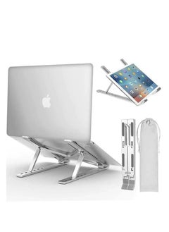 Buy 7-Level Adjustable Aluminum Alloy Foldable Laptop Stand Silver in UAE