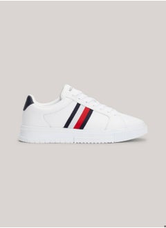 Buy Men's Essential Leather Signature Tape Trainers -  Leather upper, White in Saudi Arabia