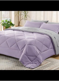 Buy Cotton - Reversible Heavy Comforter -2.8Kgs - Down Alternative Filling - (For Matress 100cm/120cm) - Size (180cm x 240cm) - Lavender x Light Grey in Egypt