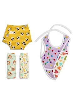 اشتري Unisex Baby Tpu;Cotton Potty Training Pants (Pack Of 3) (_3 Jungle Jam + 1 Bib_Multicolor_Size 3 (3 4Y)) في الامارات