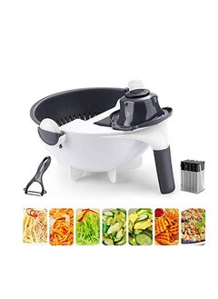 اشتري Magic Multifunctional Rotate Vegetable Cutter With Drain Basket Kitchen Veggie Fruit Shredder Grater Slicer في الامارات