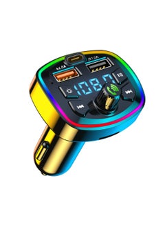 اشتري Bluetooth FM Transmitter For Car, Dual USB Port And PD Type C Car Charger, Wireless FM Radio Transmitter Support Mp3 Player, Wireless FM Radio Transmitter With 7 Color Led Backlight في السعودية