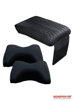 اشتري Set Of Car Armrest Cushion And Car Pillow Neck For SUV/Truck/Vehicle Black 3pes في الامارات