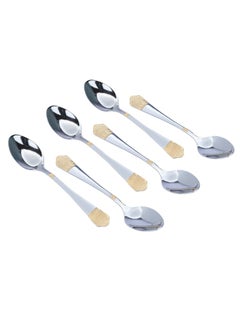 Buy Gilded silver steel tea spoons set of 6 pieces in Saudi Arabia