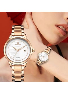 Buy Stainless Steel Elegant Design Quartz Wrist Watch with Date For Women NF5008 RG/W in UAE