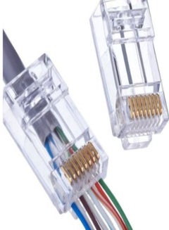 Buy Bolein Cat6 RJ45 Ends Flat type, Cat6 Connector, Cat6a / Cat5e RJ45 Connector, Ethernet Cable Crimp Connectors UTP Network Plug for Solid Wire and Standard Cable, Transparent (100-Pack) in UAE