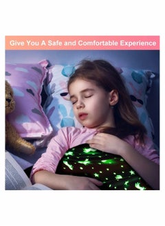 اشتري Glow in The Dark Throw Blanket Super Soft Flannel Fleece Blanket 100 x 150cm Warm Cozy Furry Blanket for Kids Decorated with Stars and Horse Holiday Birthday Gift for Kids Girls Boys Teens في الامارات