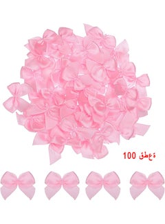Buy 100 Pcs Mini Satin Ribbon Bow Flowers For DIY Crafts Baby Shower Crafts Decoration, Hair Accessories, Bottles, Scrapbooking, Cupcakes, Wedding And Gift Wrapping (Pink) in UAE