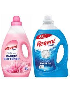 Buy Regent Power Fabric Softener Pink 3L And Laundry Gel Blue 3L Combo Pack in UAE