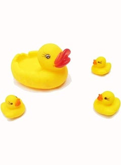 اشتري 4pcs/set Mother and Baby Yellow Rubber Bath Ducks for Child ,Rubber Duck Bath Toy Baby Shower في مصر