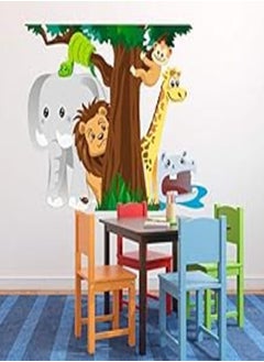 اشتري Decorative kids room sticker - Animals in the jungles playing with cache cache (60x80cm) في مصر