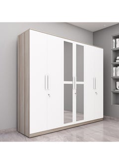 Buy Harvard 6-Door Wardrobe with Mirror 55x210x240 cm in Saudi Arabia