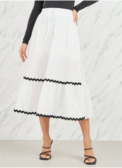 اشتري Lace Embroidered Textured A-Line Midi Skirt في السعودية