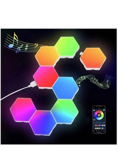 Buy LED RGB Gaming Light Decorative Ambient Light Smart Modular Panel Hexagonal Tile Push Slide Extension Shape Wall Light in UAE