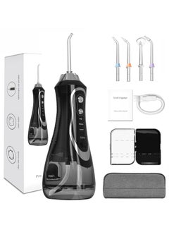 Buy Portable Dental Water Flosser Oral Irrigator 4 Nozzles Black 300ml in UAE