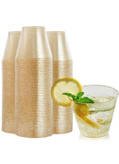 Buy Gold Glitter Plastic Cups, Clear Plastic Cups Tumblers, Reusable Fancy Disposable Hard Plastic Cups 30Pcs 9oz in Saudi Arabia