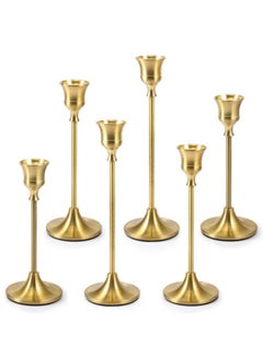 Buy Set of 6 Gold Candlestick Holders Gold Candle Holder Taper Candle Holders Candle Holder Decorative Candlestick Holder in Saudi Arabia