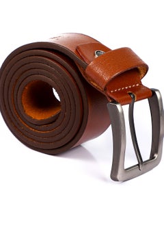 اشتري Square Silver Buckled Leather Belt - Havana في مصر