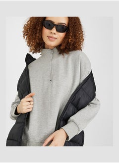 Buy Regular Length High Neck Half Zip Oversized Sweatshirt in Saudi Arabia