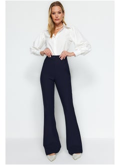 Buy Navy Blue Spanish Leg Flare Woven Trousers TOFAW19BB0581 in Egypt