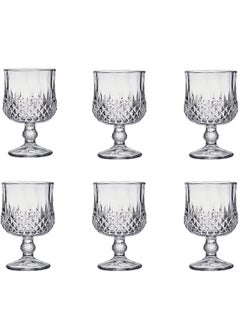 Buy 6-Piece Clear Glass Cups Beauenty Glass Goblet Vintage ,Vintage Embossed Diamond Pattern,Water Goblets/Vintage Drinking Glasses for Wedding ,Party ,Home in UAE