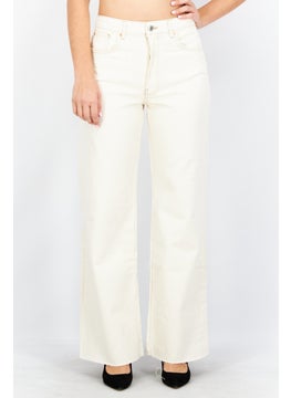 اشتري Women Straight Fit Textured Non-Stretchable Jeans, Cream في الامارات