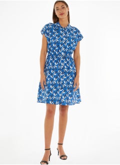 Buy Tie Detail Printed Dress in Saudi Arabia