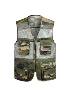 Buy Breathable Mesh Fishing Vest Men Multi-Pocket Waistcoat Summer Mesh Camouflage in UAE