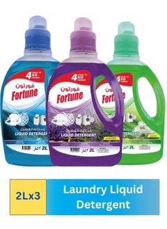 Buy Fortune Laundry Liquid Detergent Lavender, Orignal & Jasmine 2 Litre (PACK OF 3) in UAE