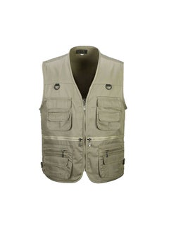 اشتري Multi-Pocket Outdoor Fishing Vest for Men Khaki (dark) في الامارات