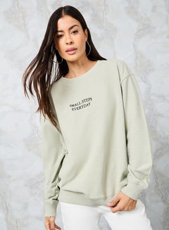 Buy Regular Fit Slogan Sweatshirt with Long Sleeve in Saudi Arabia