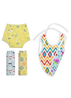 اشتري Unisex Baby Tpu;Cotton Potty Training Pants (Pack Of 3) (_3 Explorer + 1 Bib_Multicolor_Size 3 (3 4Y)) في السعودية