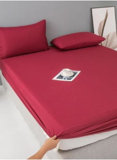 Buy Variance Size 3 Pieces Set Bedsheet with 2 Pillow Cases, Berry Red Color in UAE