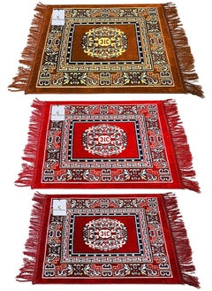 اشتري Industries 3 Pieces Velvet Prayer Mat/Aasan/Pooja Mat/Meditation Mat/Multipurpose Velvet Rug Mat 2 Ft X 2 Ft (Gold & Red & Maroon) في السعودية