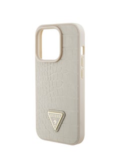 Buy Guess Croco Case with Triangle Logo for iPhone 15 Promax - Gold in UAE