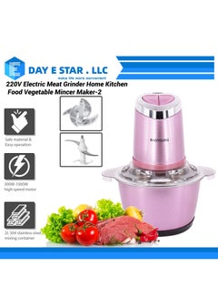 Buy 500W 2L Stainless Steel Electric Automatic Meat Grinder Household Mincer Food Chopper in UAE
