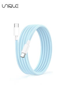 Buy 2 Meters Charging Cable, 60W Long Braided Type C Charger Cable for Fast Charging, USB C to USB C Charger Cable for iPhone 15 Series/Samsung/MacBook/Google/Android/Laptop Phone Charger Cable - Blue in UAE