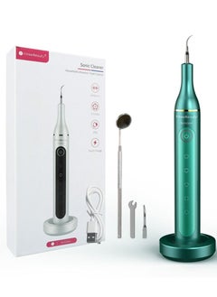 Buy Ultrasonic Electric Dental Calculus Remover Kit 5 Adjustable Modes 2 Replaceable Clean Heads Green in Saudi Arabia