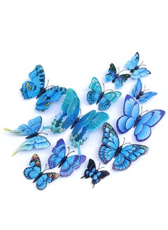 اشتري Butterfly Wall Sticker, Magnetic 3D Mural Decal, Removable Decorative Sticker for Kids Room Bedroom Living Office Party Decoration 24pcs, Blue في الامارات