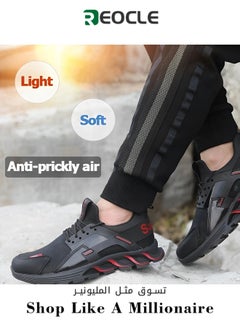 Buy Steel Toe Shoes for Men Work Shoes for Men Lightweight Comfortable Safety Shoes for Men Steel Toe Wide Indestructible Working Shoes for Men Black Breathable Steel Toe Tennis Shoes in Saudi Arabia