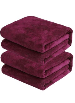 Buy 2-Piece Microfiber Bath Sheet Wine Red 80x160cm Soft and Durable Microfiber Beach Towel Super Absorbent and Fast Drying Microfiber Bath Towel Large for Sports, Travel, Beach, Fitness and Yoga in UAE