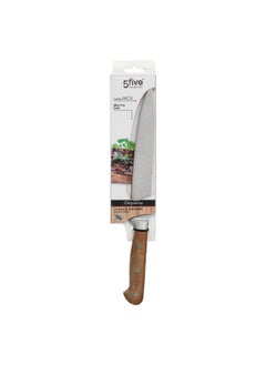 Buy Elegancia Stainless Steel Slicing Knife Silver and Brown 2 x 34.5 x 3 cm 146605 in Saudi Arabia